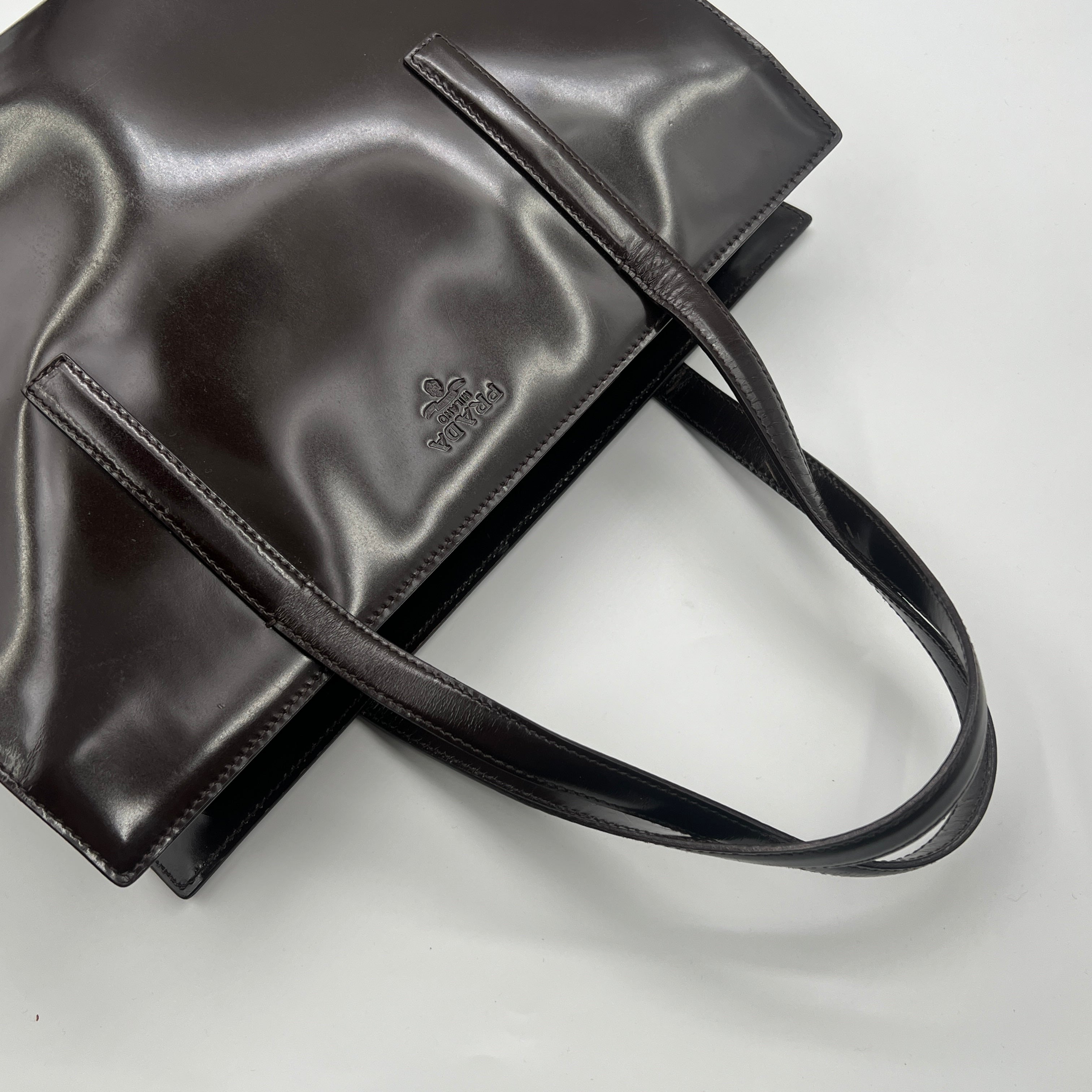 Patent leather mini bag Prada Silver in Patent leather - 31486508