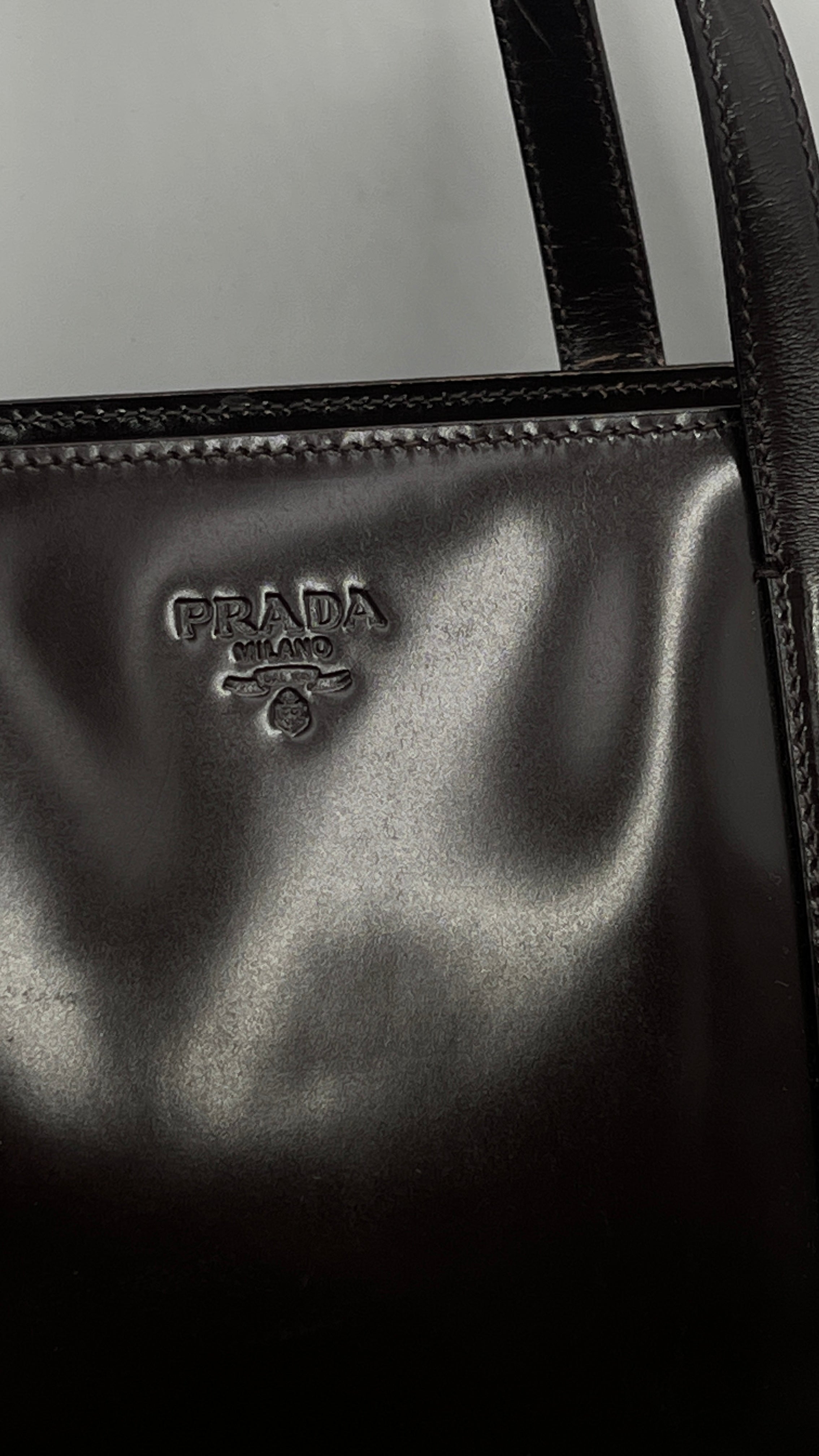 Prada grey tie dye patent leather tote bag at 1stDibs